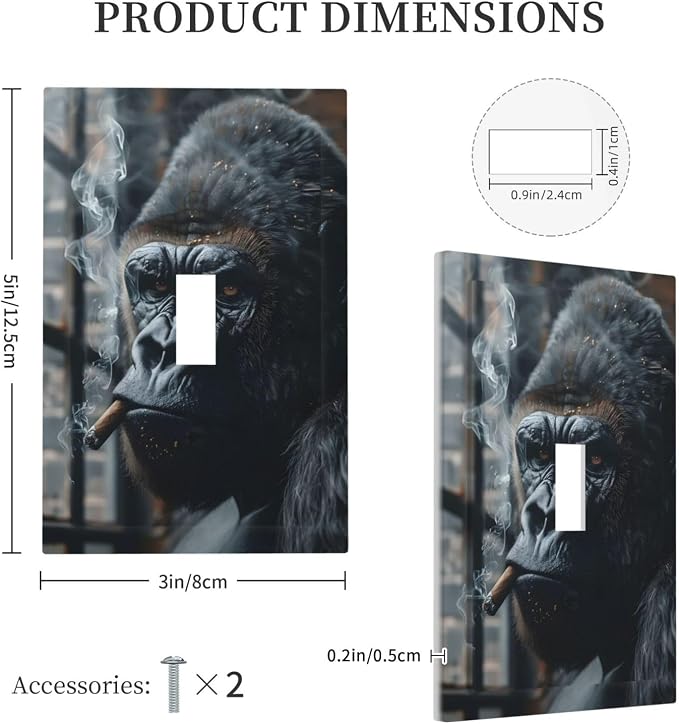 Funny Animal Smoking Black Orangutan Decorative Light Switch Cover 1 Gang - Image 5