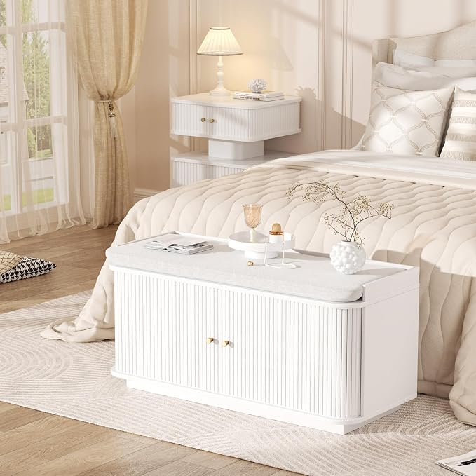 Hall Tree with Bench and Shoe Storage, Entryway Bench with Sliding Door Cabinet - Image 9
