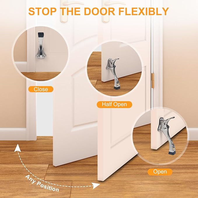3 Packs Heavy Duty Kickdown Door Stopper, One Touch Adjustable Kickdown Door - Image 5