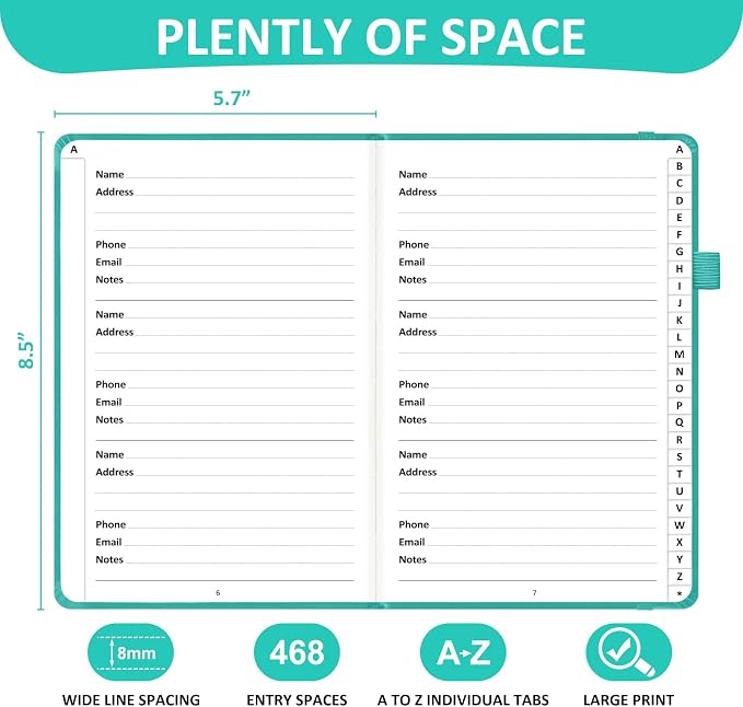 Address Book with Individual Alphabetical Tabs Laminated, Large Print Address - Image 3
