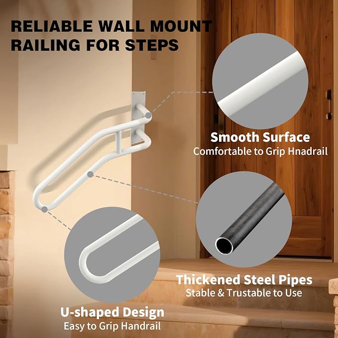 Right Side Wall Mounted handrail, Garge Door Stair Railing - Image 3