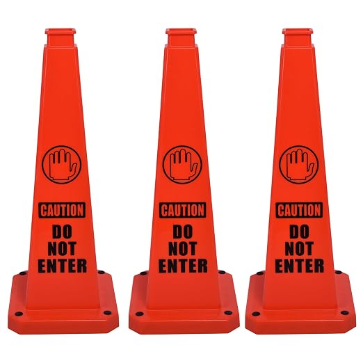 OrangeStar 3-Pack 28" Do Not Enter Cones, Large 4-Sided No Entry Message Safety by OrangeStar