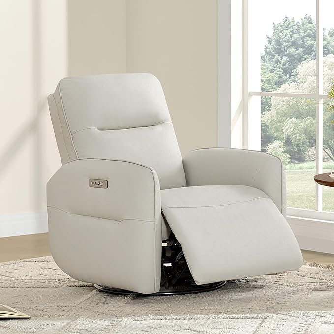 CHITA Faux Leather Power Recliner Chair, Swivel Glider Recliner by CHITALIVING