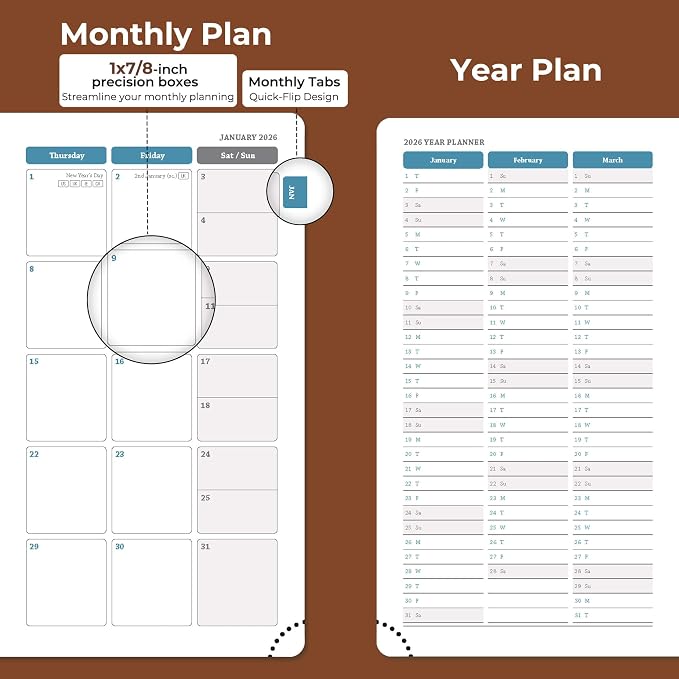 Planner 2026 Daily Weekly and Monthly, 6.5"x3.75", 12 Months Spiral Bound - Image 4