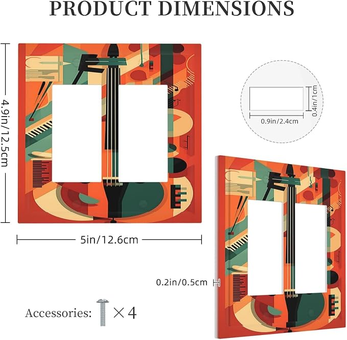 Decorative Outlet Covers Violin Abstract Jazz Colorful Painting 2 Gang Double - Image 5