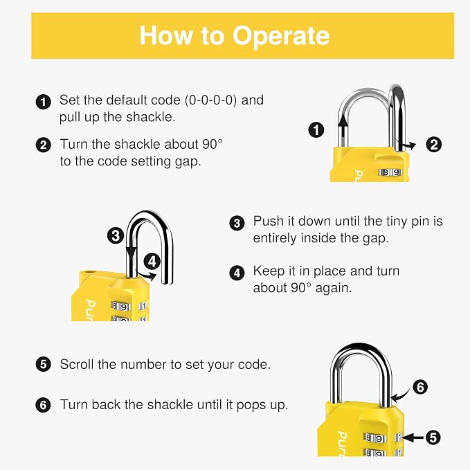Puroma 2 Pack Combination Lock for Locker 4 Digit Outdoor Waterproof Padlock - Image 6