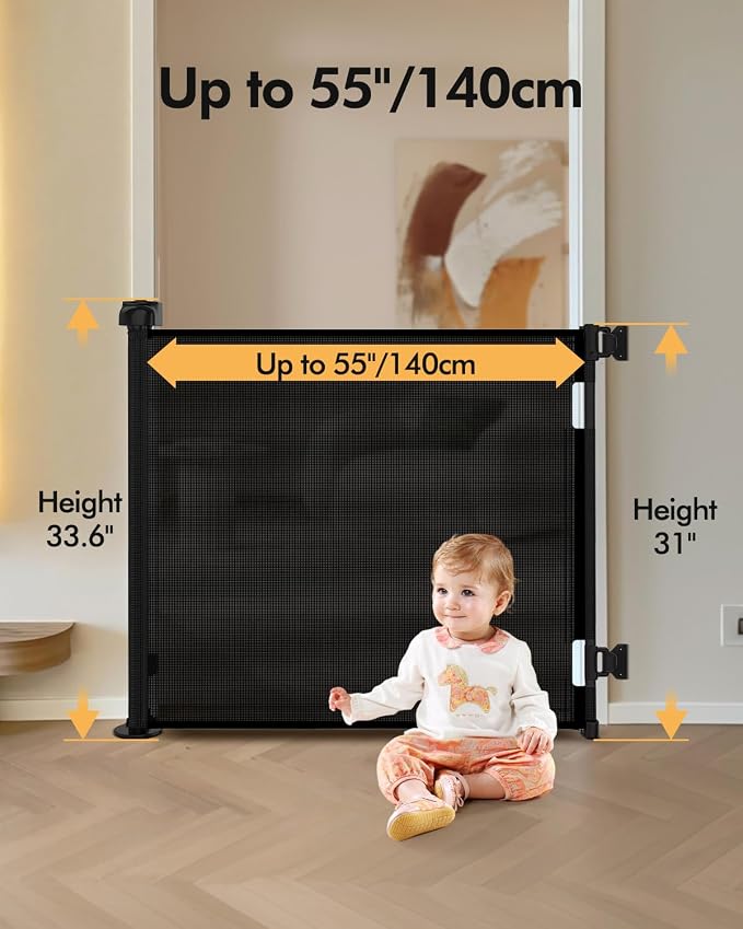 Retractable Baby Gate for Stairs & Doorways, Pet and Dog Safety Gate for - Image 2