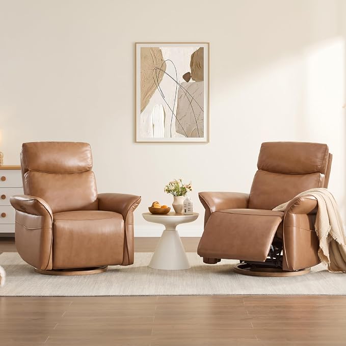 CHITA Genuine Leather Power Recliner Chair, Electric Triple-Motor Swivel Glider - Image 2
