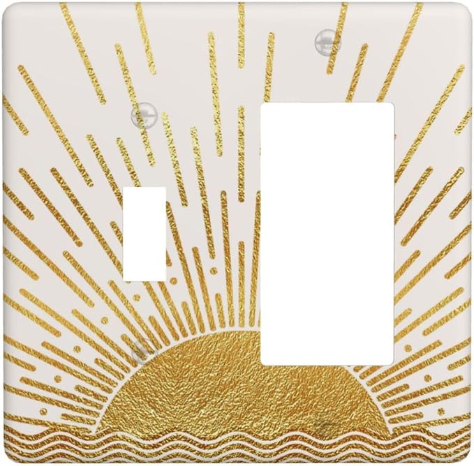 Mid Century Boho Golden Sun Sunrise Sunset Outlet Covers 1 Toggle 1 Rocker by Unknown