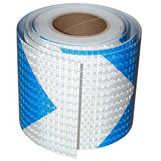 Blue and White Reflective Tape Outdoor Waterproof 6 inch X 66 feet, High by tuyrchu