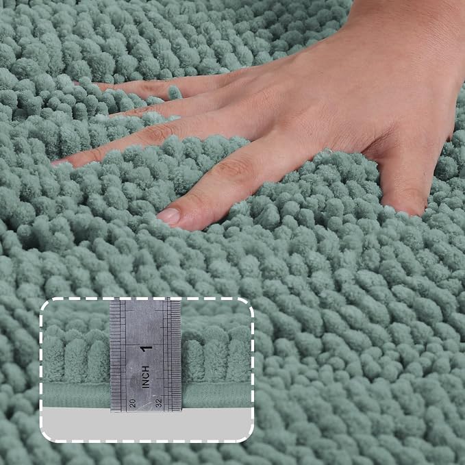 Turquoize Bathroom Runner Extra Long Blue Chenille Bath Rug Non Slip Shaggy - Image 3