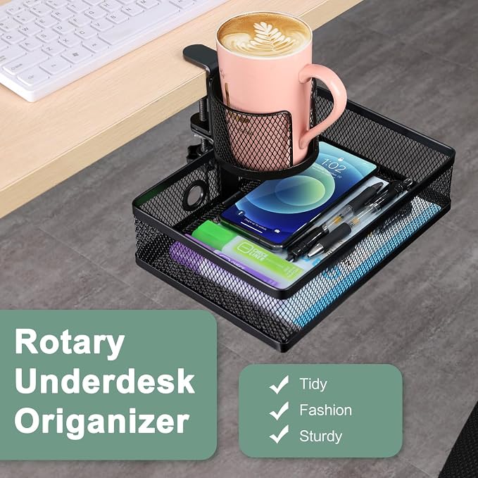 ROSYLINE 360°rotation under desk drawer, Drawer Under Desk Storage Organizer - Image 2