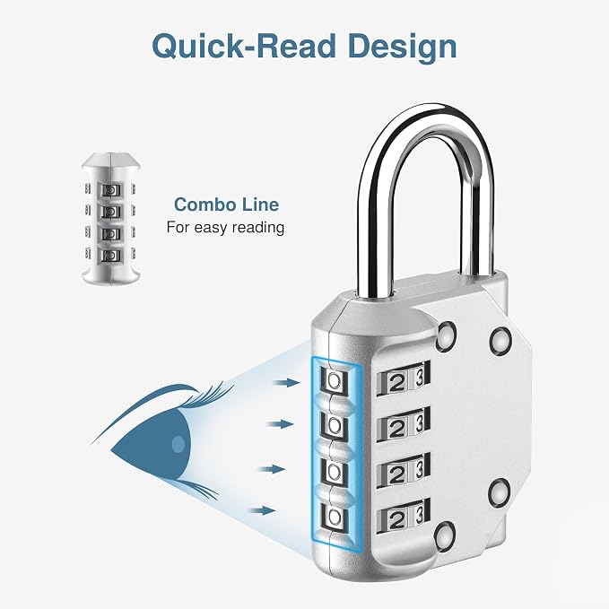 Puroma 4 Pack Combination Lock for Locker 4 Digit Outdoor Waterproof Padlock - Image 3