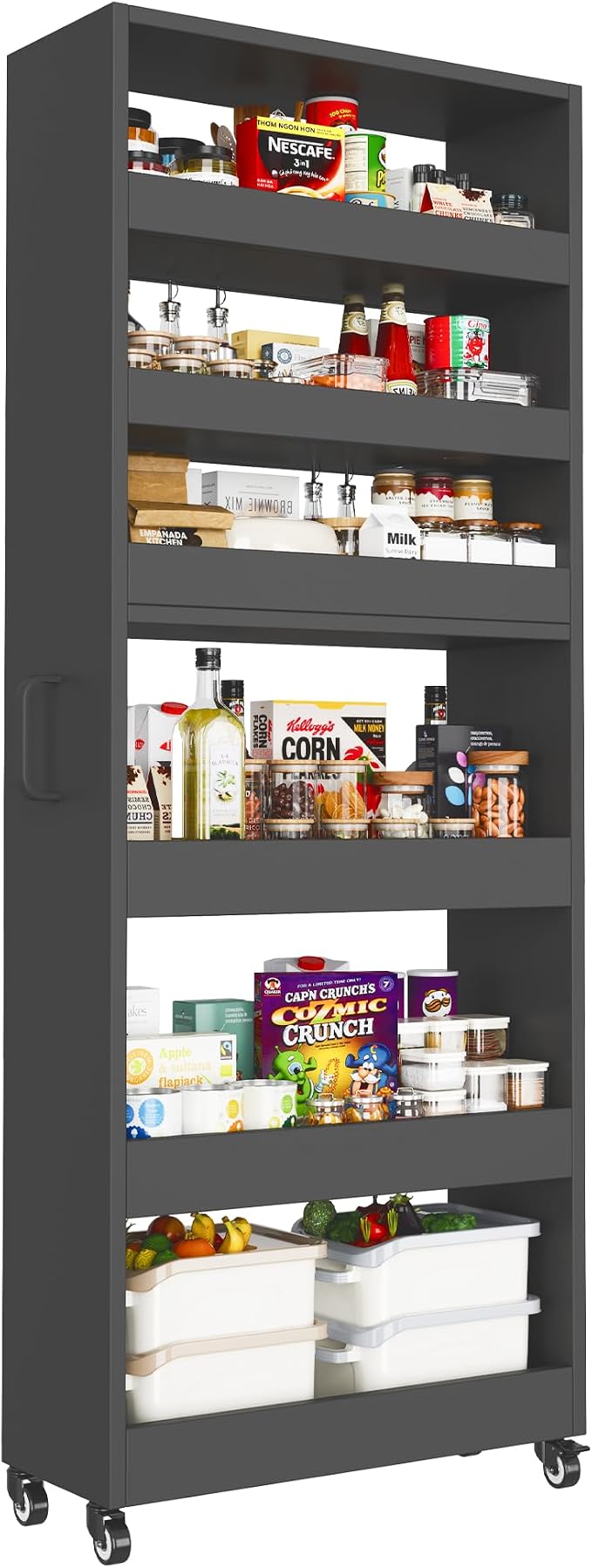 Slim Storage Cart, Lightweight 6 Tier Metal Rolling Utility Kitchen Cart on by Qiaoxuan