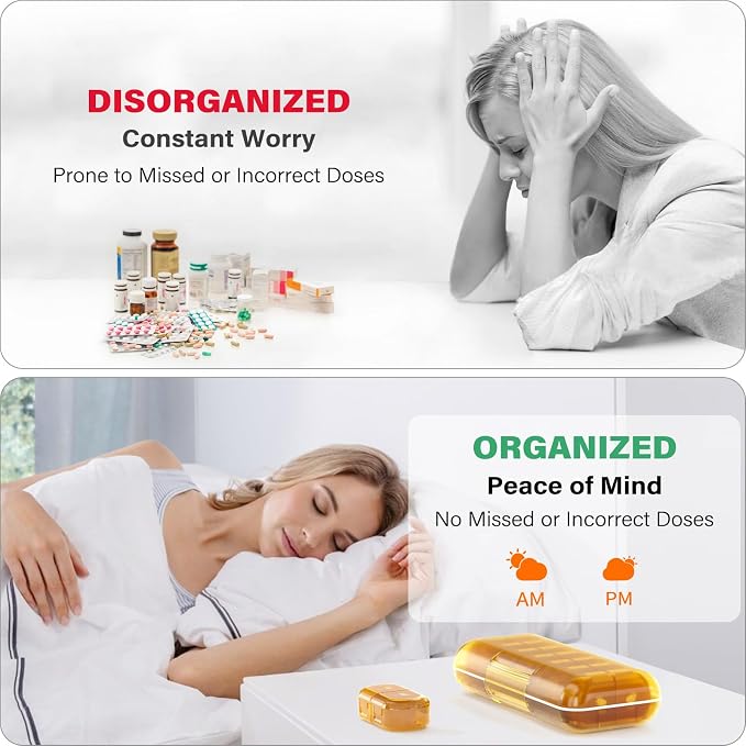 Weekly Pill Organizer 2 Times a Day, Moisture-Proof, Detachable Compartments - Image 4
