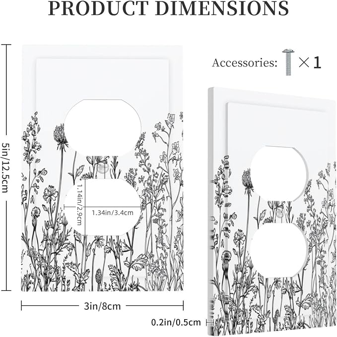 Outlet Covers Floral Wildflower Rustic Plant Leaves 1 Gang Duplex Light Switch - Image 5