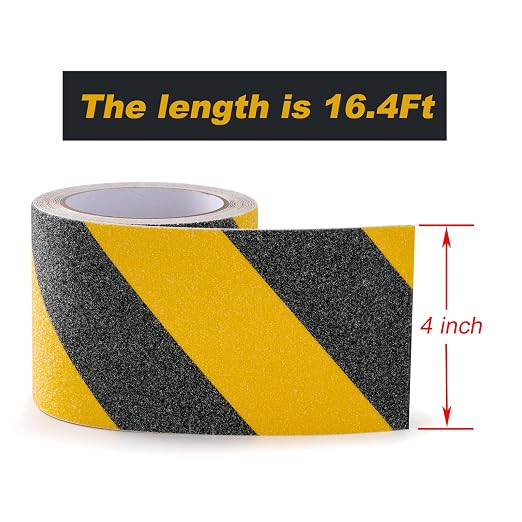Anti Slip Tape 4" x 16.4 Ft Black and Yellow Heavy Duty Waterproof Grip Tape - Image 2