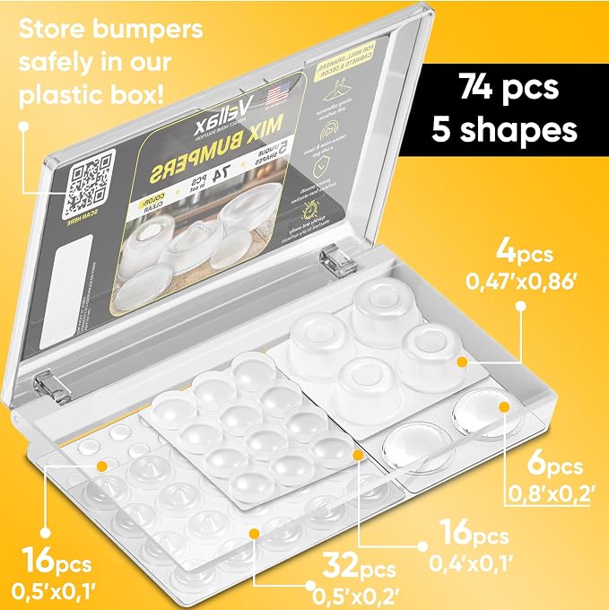 74 Clear Silicone Bumpers & Wall Protectors – 5‑Shape Self‑Adhesive Pads - Image 2