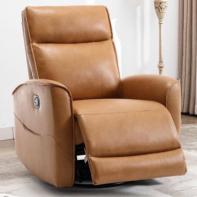 CANMOV Leather Recliner Chair, Swivel Rocker Recliner Chair, 360°Swivel Nursery by CANMOV