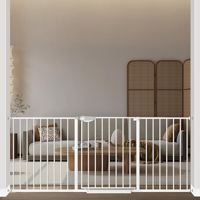 WAOWAO Triple Lock 68.11-75.98" Baby Gate Extra Wide Pressure Mounted Walk by WAOWAOBABYSAFETYPRODUCTS