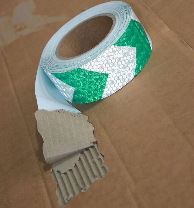 Reflective Tape Green and White 2 inch X 166 feet, Outdoor Waterproof Hazard - Image 2