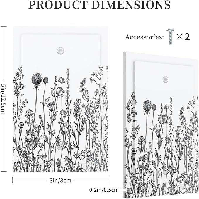 Light Switch Cover Plate Floral Wildflower Rustic Plant Leaves 1 Gang No Device - Image 5