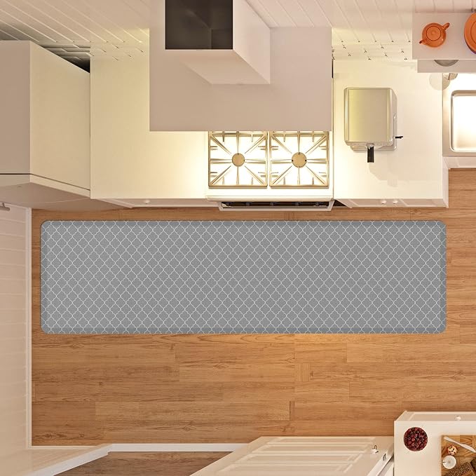 GelPro Anti-Fatigue Designer Comfort Kitchen Floor Mat, Trellis Grey Stain - Image 5