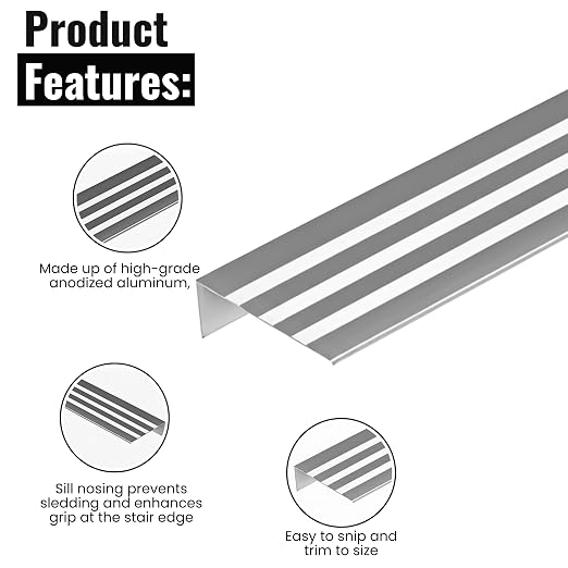 Aluminum Stair Nosing 36" – Heavy-Duty Stair Edge Protector, Non-Slip Stair - Image 3