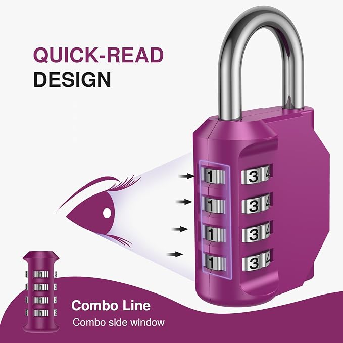 Puroma 1 Pack Combination Lock for Locker 4 Digit Outdoor Waterproof Padlock - Image 3