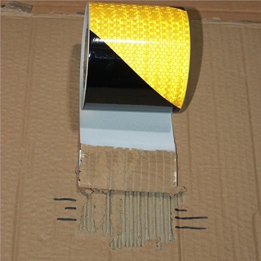 Yellow Black Reflective Tape 4 inch X 66 feet, Outdoor Waterproof Hazard - Image 2