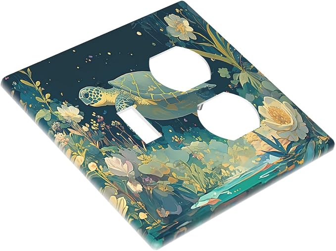 Wallplates Fantasy Sea World Sea Turtle Floral Plant 1 Toggle 1 Duplex Switch - Image 3