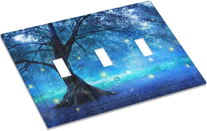 Light Switch Cover Fantasy Fairy Tree In Mystic Forest 3 Gang Wall Plate Triple - Image 3