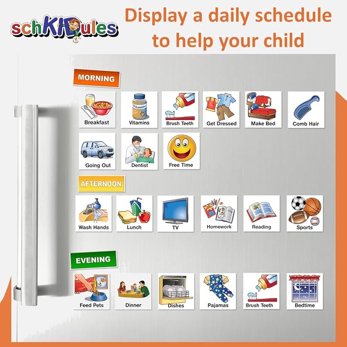 Kids Visual Schedule Magnets and Headings: SchKIDules 93Pc Home Collection - Image 6