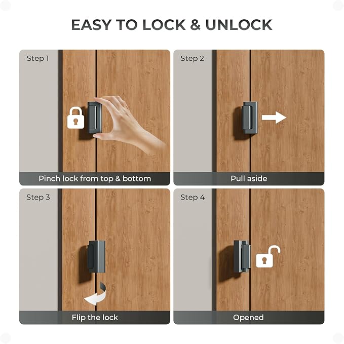 5Pack Home Security Door Reinforcement Lock, Childproof Safety Door Lock Latch - Image 6