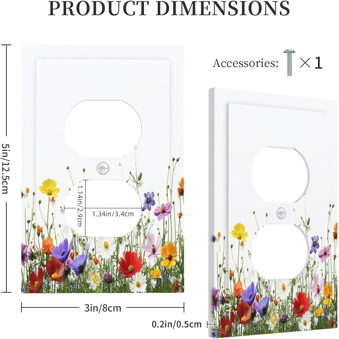 Outlet Covers Colorful Wildflowers Plant Floral Daisy 1 Gang Duplex Light - Image 5