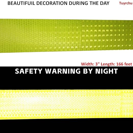 Fluorescent Yellow Reflective Tape Outdoor Waterproof 3 inch, High Visibility - Image 3