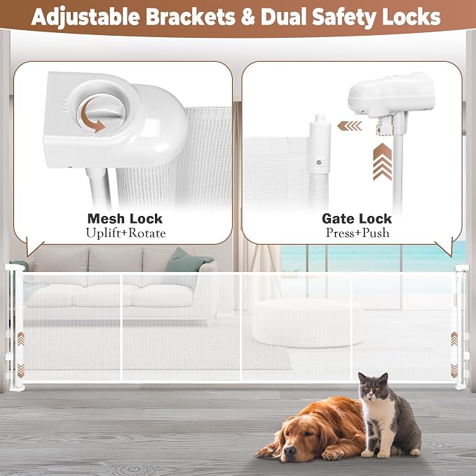 160" Retractable Baby Gate Extra Wide, Mesh Gate Long Child Gate Pet Gate - Image 5