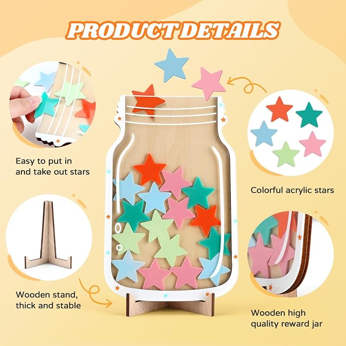 Magnetic Reward Jar, Geyrut Star Jar Reward Incentive Jars - Image 3