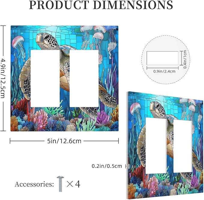 Decorative Outlet Covers Nautical Sea Turtle Coral Jellyfish 2 Gang Double Gfci - Image 5