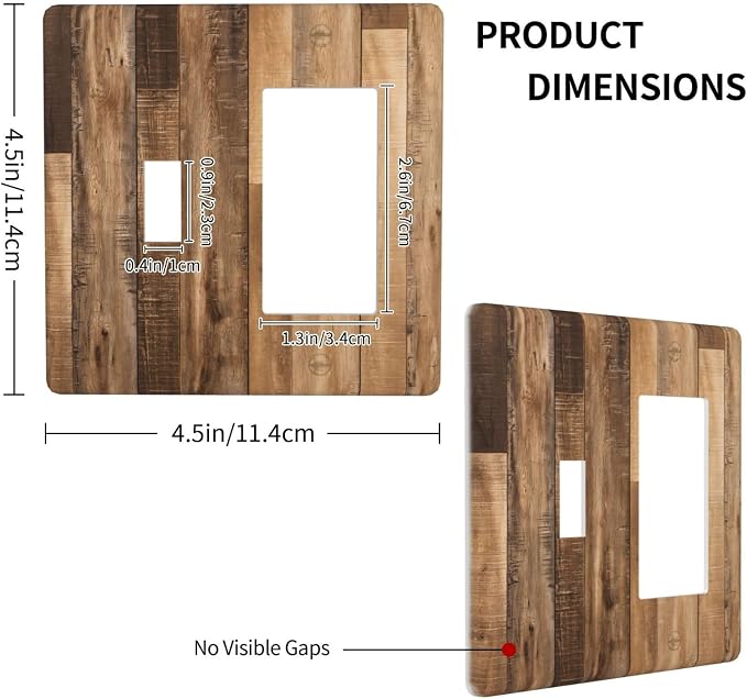 Rustic Brown Wood Splicing Vintage Dark Oak Print Outlet Covers 1 Toggle 1 - Image 4