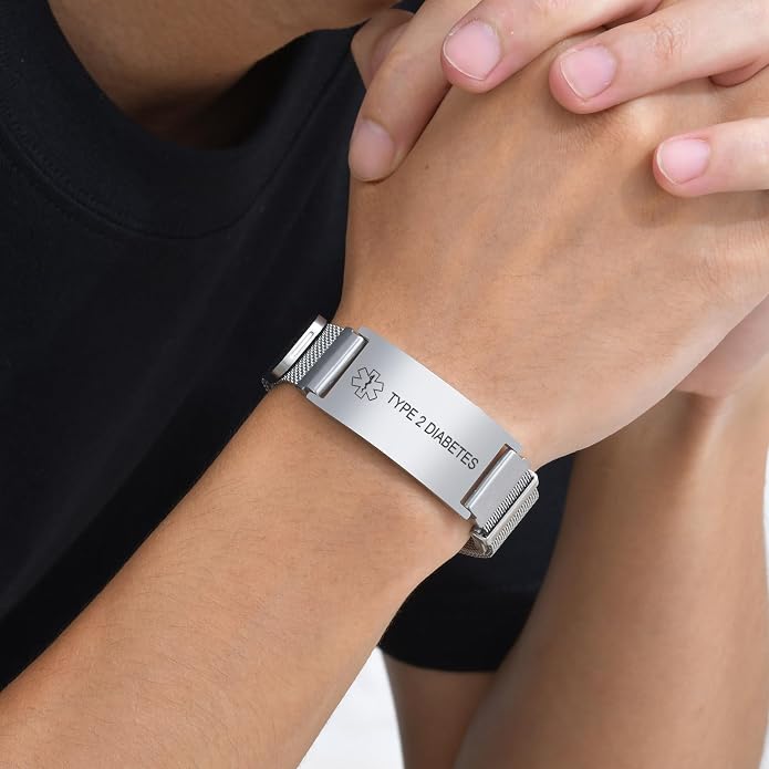 VNOX Medical Alert Id Bracelet for Men Women, Custom Engraving Adjustable - Image 5