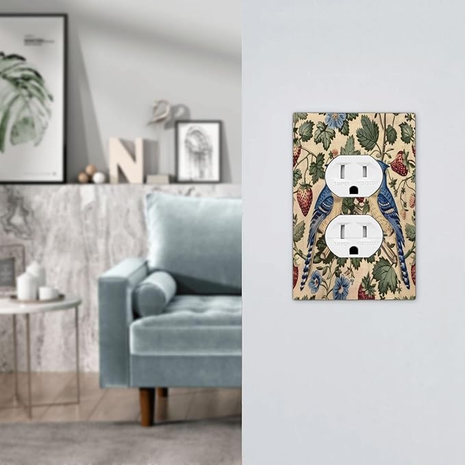Outlet Covers Vintage Floral Bird Strawberry Thief William Morris 1 Gang Duplex - Image 7