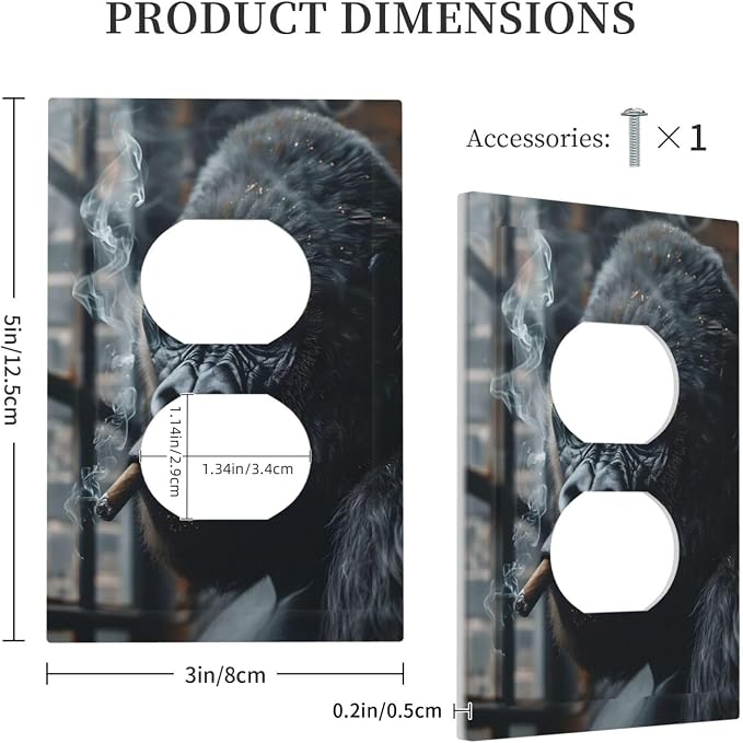 Funny Animal Smoking Black Orangutan Outlet Covers 1 Gang Duplex Light Switch - Image 5