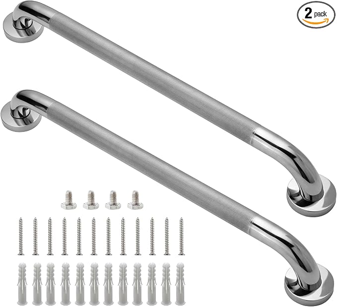 Shower Grab Bar, 2 Pack 24 Inch Bathroom Grab Bar, 1.25" Diameter 304 Stainless by Rackickyer