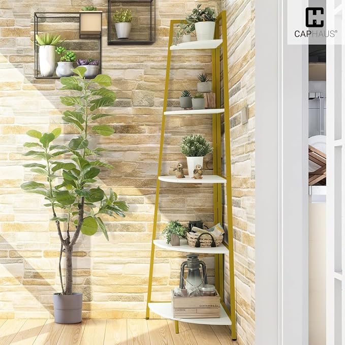 CAPHAUS Tall Corner Shelf Stand, 4-Tier Display Shelves, Ladder Corner Wood - Image 7