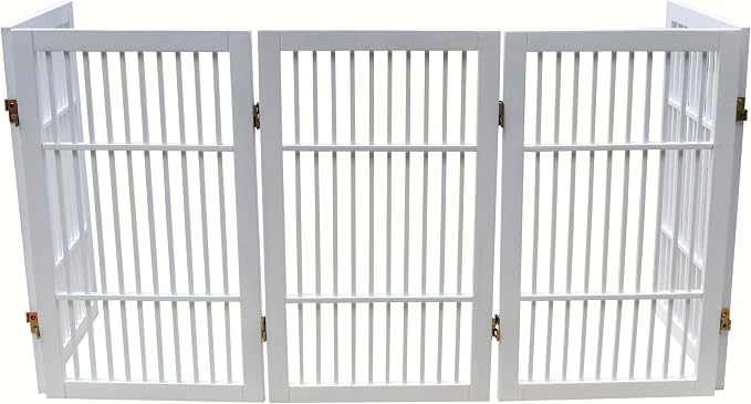 Pet Dog Gate Strong and Durable Freestanding Folding Acacia Hardwood Portable - Image 8