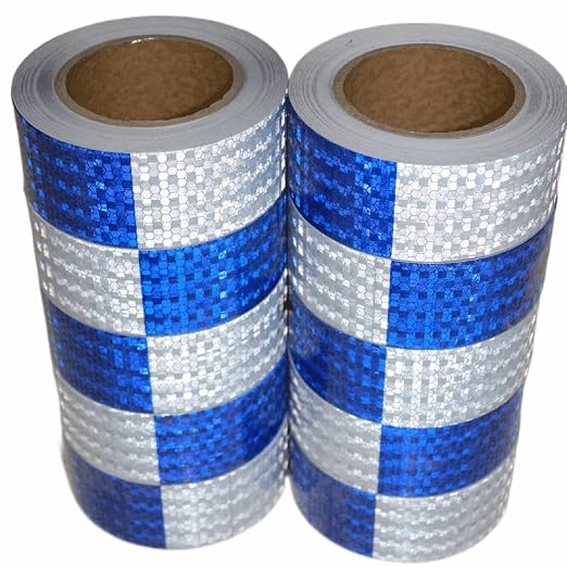 Reflective Tape Blue and White 2 inch X 66 feet X 10 Rolls, Outdoor Waterproof by tuyrchu