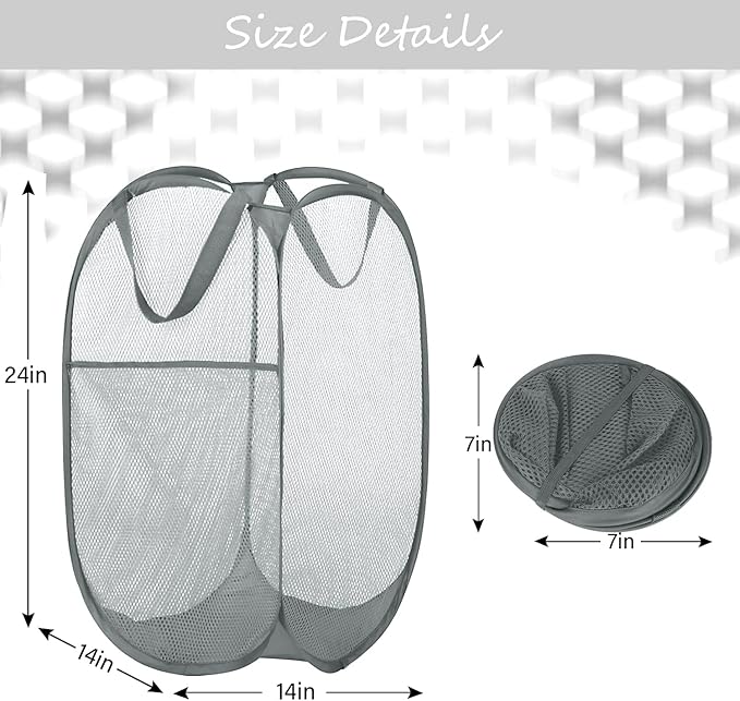 BATTOO Deluxe Strong Mesh Pop up Laundry Hamper Basket - Image 7