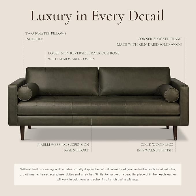 Poly & BARK Napa 88.5" Leather Sofa – Full-Grain Italian-Tanned Aniline Leather - Image 4