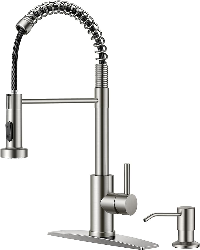 FORIOUS Kitchen Faucet with Soap Dispenser, Brushed Nickel Stainless Steel by FORIOUS